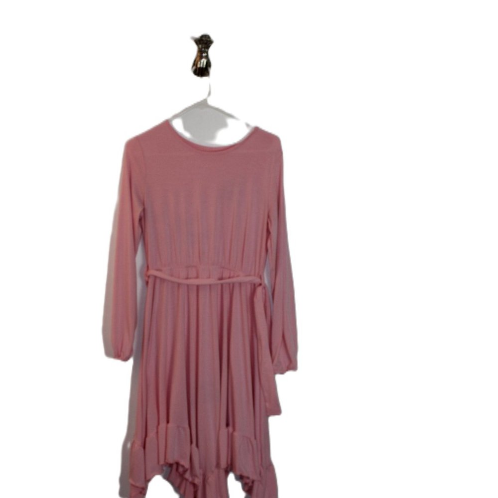 Girls Pink Long Sleeve bottom Ruffled Dress Size XXL